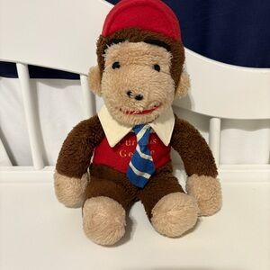 Curious George Knickerbocker 1970’s Plush Doll Stuffed Toy 14” Vintage Blue  Tie